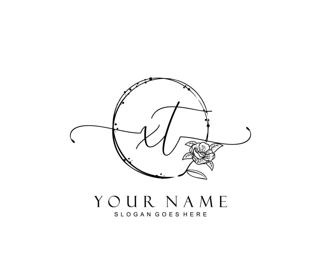 Initial XT beauty monogram and elegant logo design, handwriting logo of initial signature, wedding, fashion, floral and botanical with creative template. vector