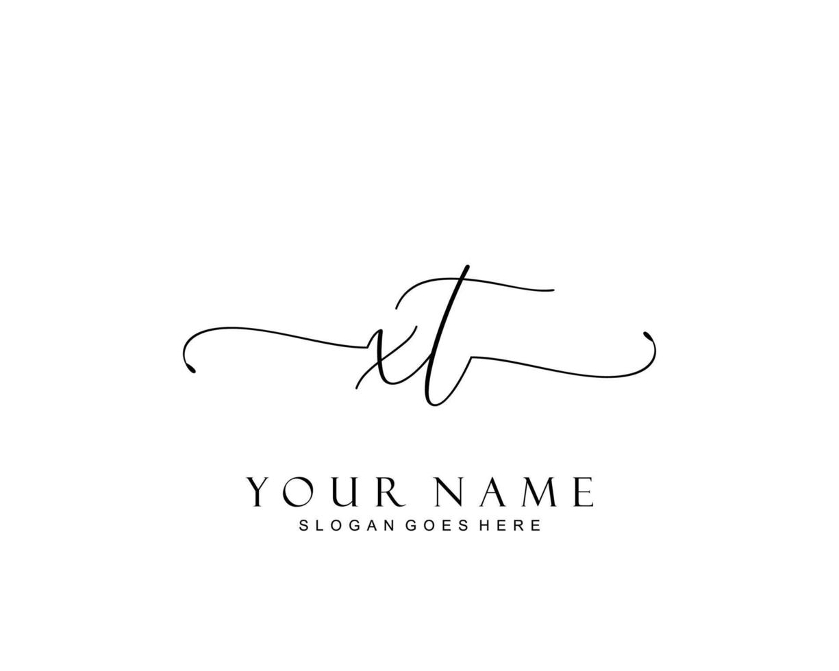 Initial XT beauty monogram and elegant logo design, handwriting logo of initial signature, wedding, fashion, floral and botanical with creative template. vector
