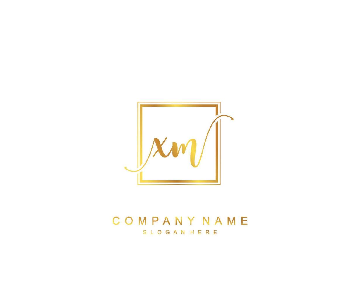 Initial XM beauty monogram and elegant logo design, handwriting logo of initial signature, wedding, fashion, floral and botanical with creative template. vector