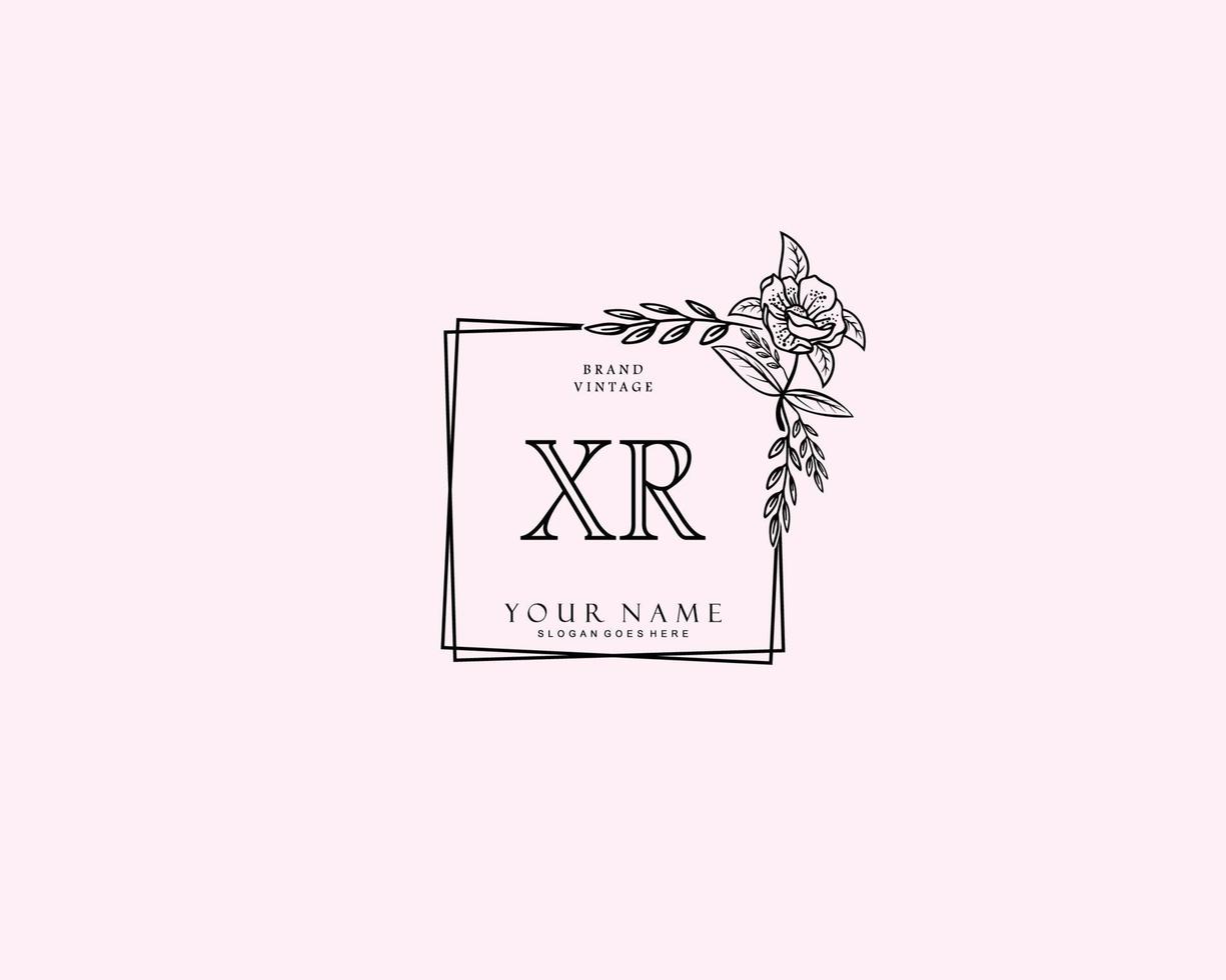 Initial XR beauty monogram and elegant logo design, handwriting logo of initial signature, wedding, fashion, floral and botanical with creative template. vector