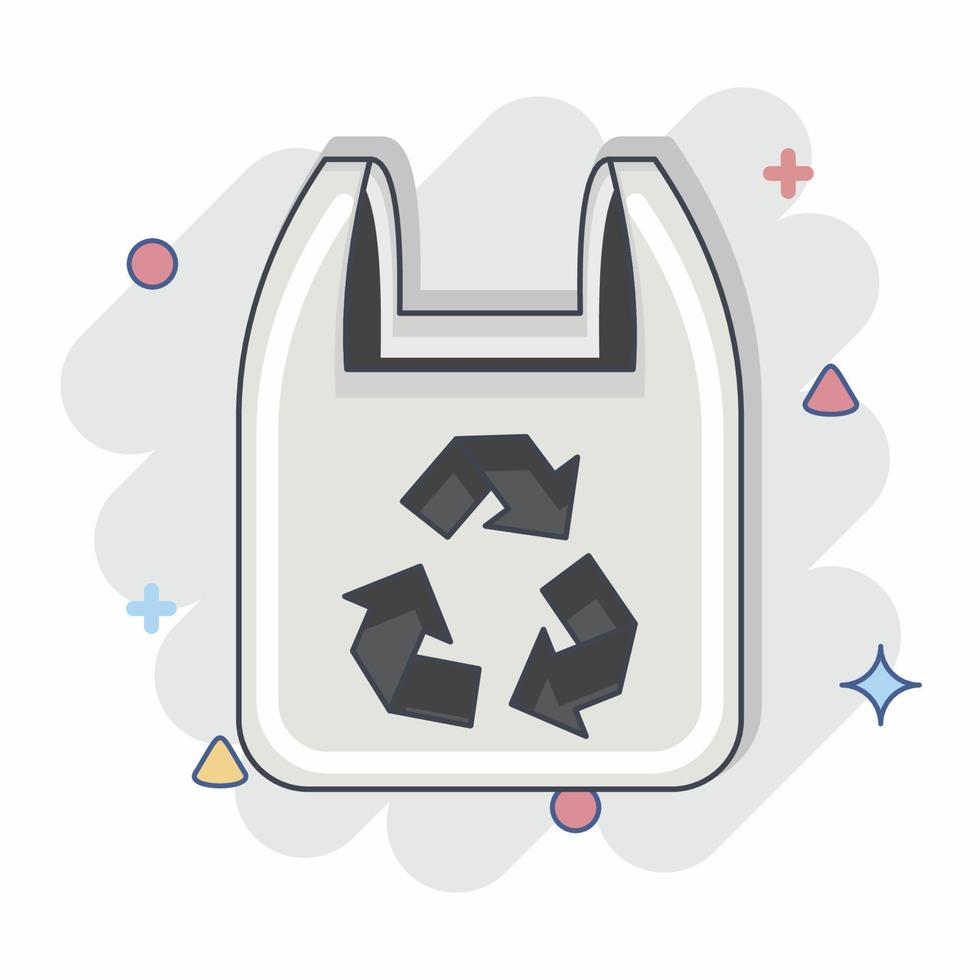 icono de bolsa de plástico reciclada. relacionado con el símbolo del medio ambiente. estilo cómico ilustración sencilla. conservación. tierra. limpio vector
