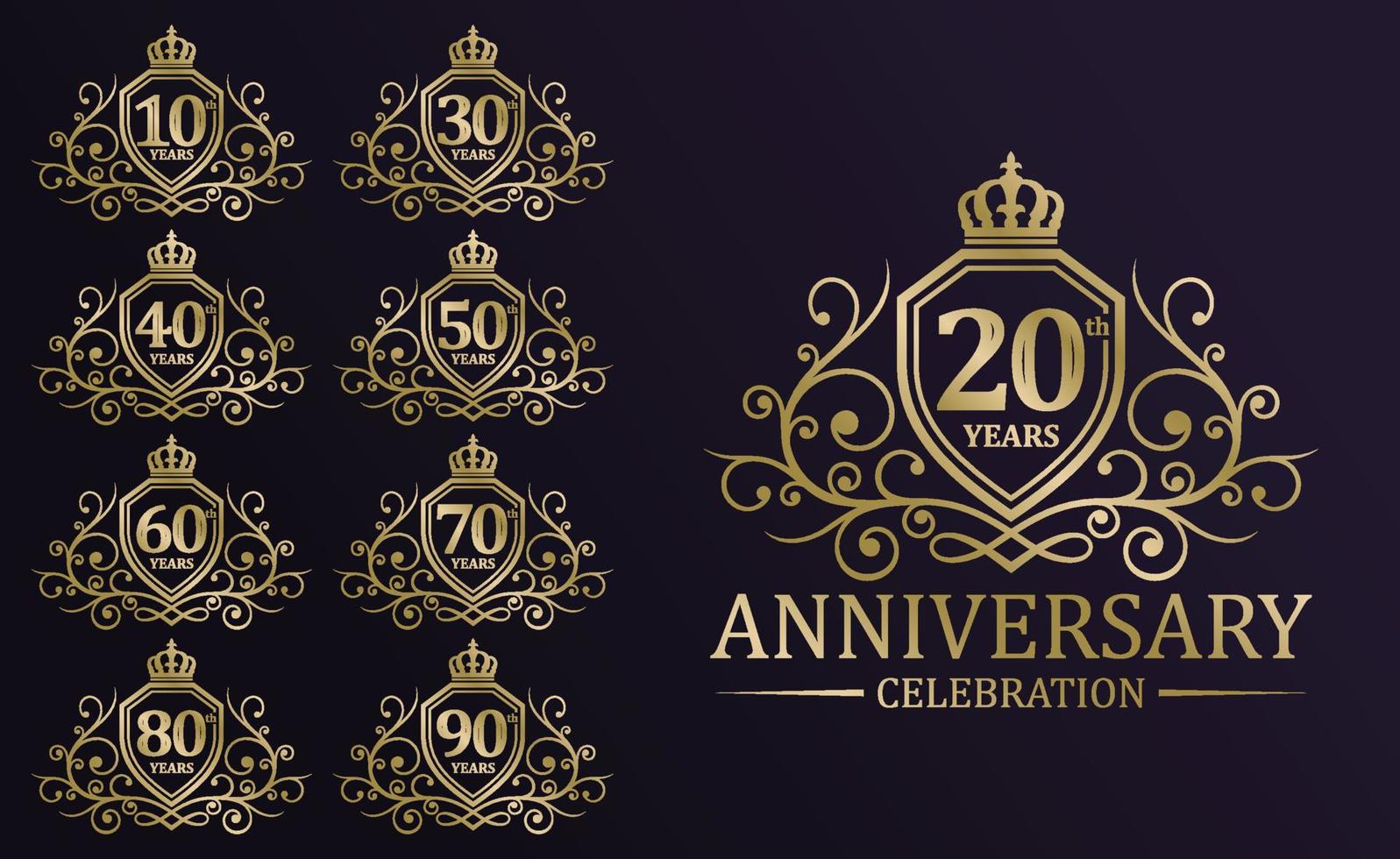 Luxury Anniversary Logo Design Vector Template