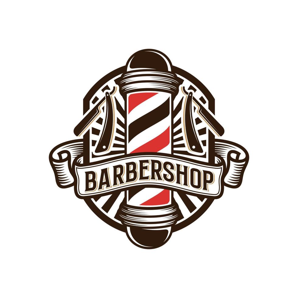 Vintage Barbershop Logo Design Vector Template