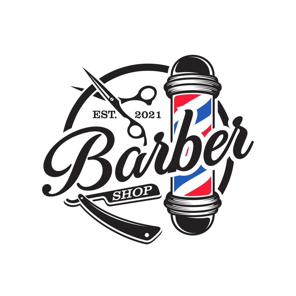 plantilla de vector de diseño de logotipo de barbería vintage