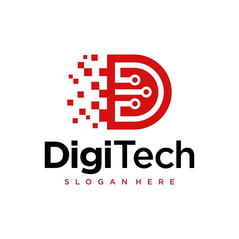 Digital Technology Pixel Initial Letter D Logo Design Template vector