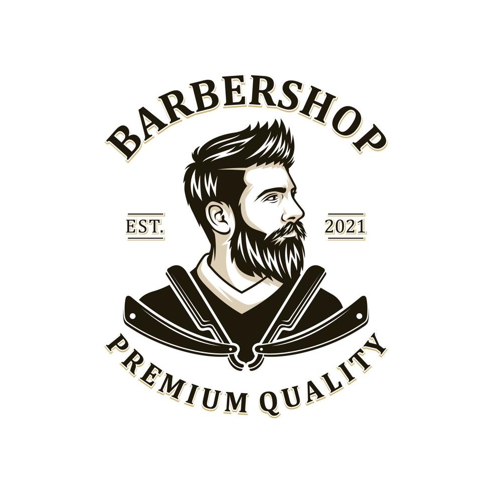 ilustración de vector de logotipo de barba, plantilla de logotipo de barbería, vector de hombres de corte de pelo