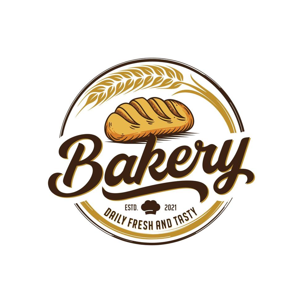 Vintage Retro Bakery Logo Design Vector Template