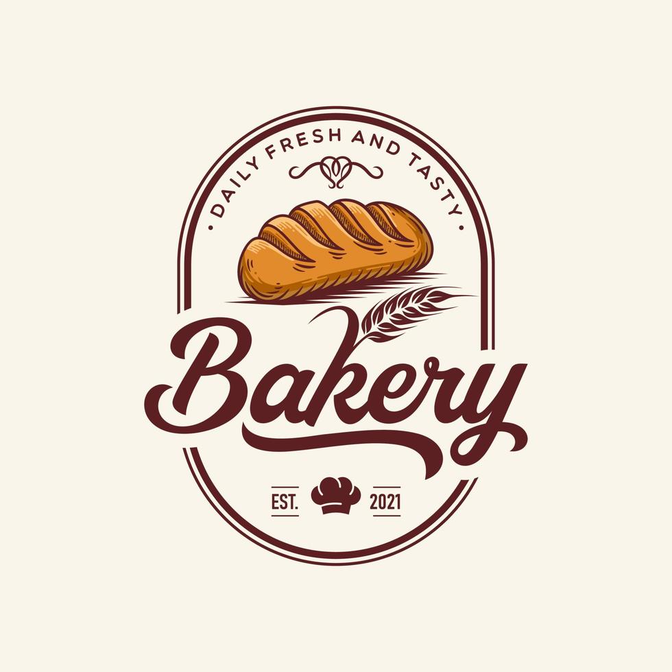 Vintage Retro Bakery Logo Design Vector Template