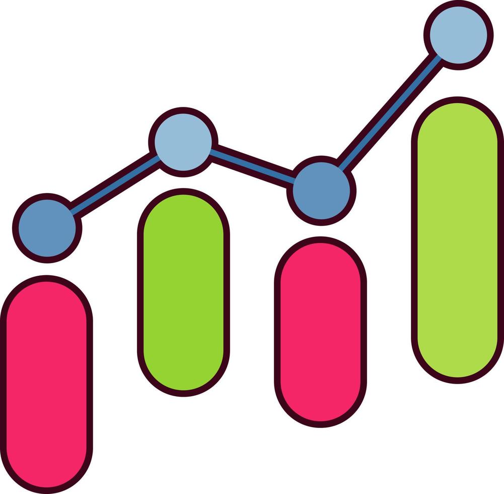 Report growth icon chart graph business finance financial Flat with Black Sticker vector