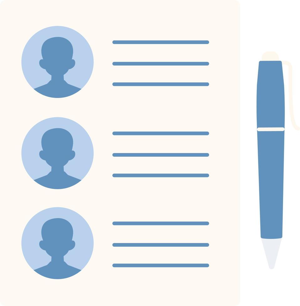 Contact lists note client mail message organization business Flat vector