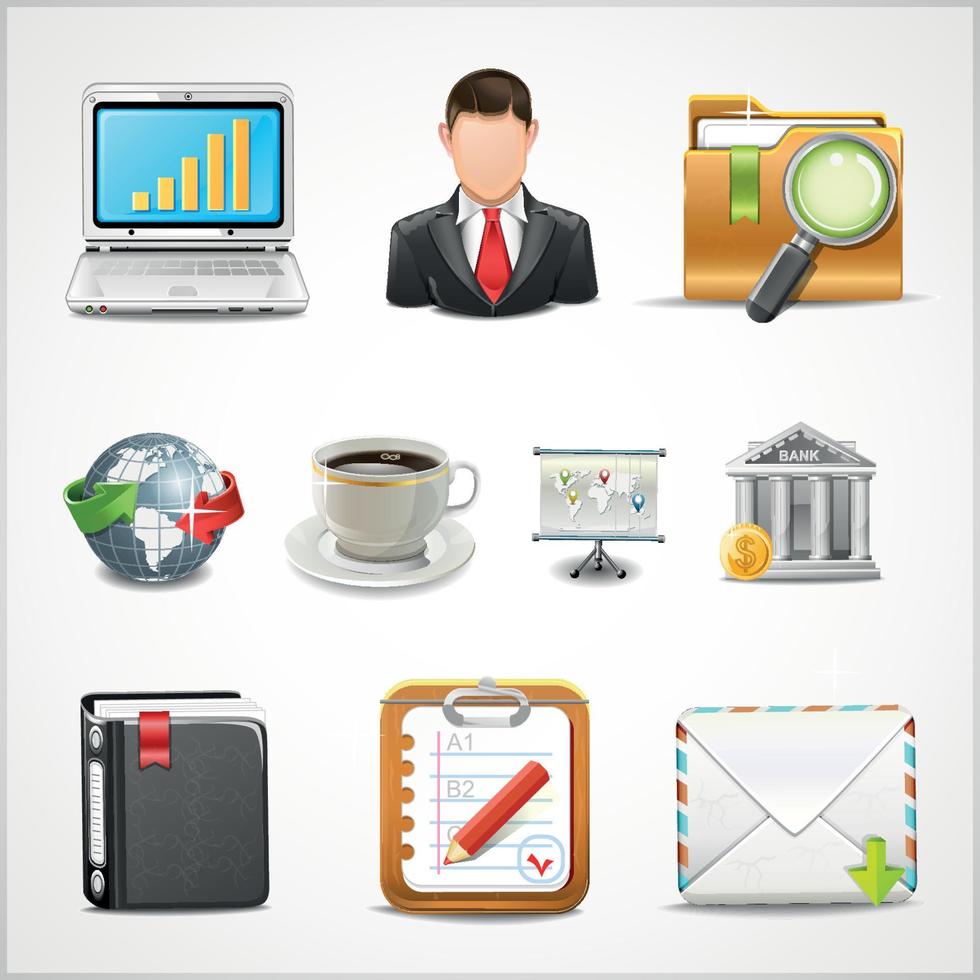 Icons Workplace, Items of Business Vector