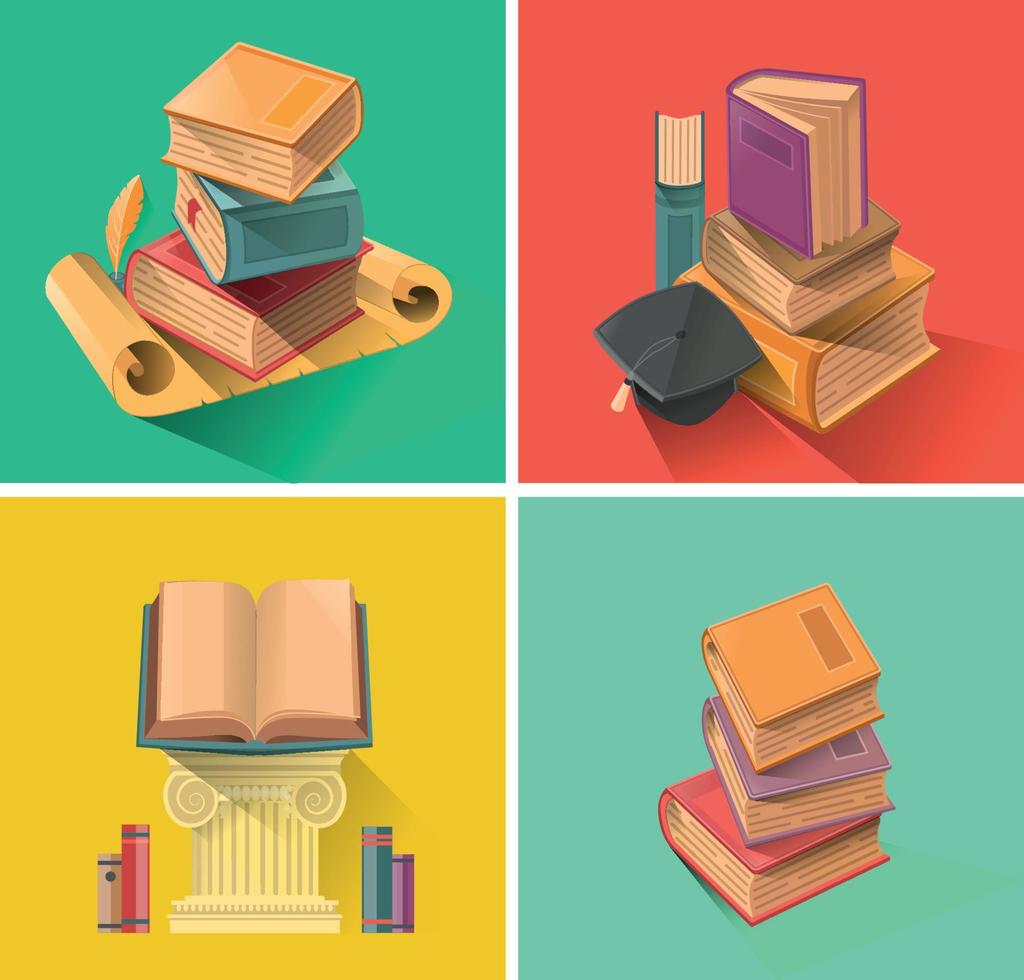 conjunto de libros en vector de diseño plano