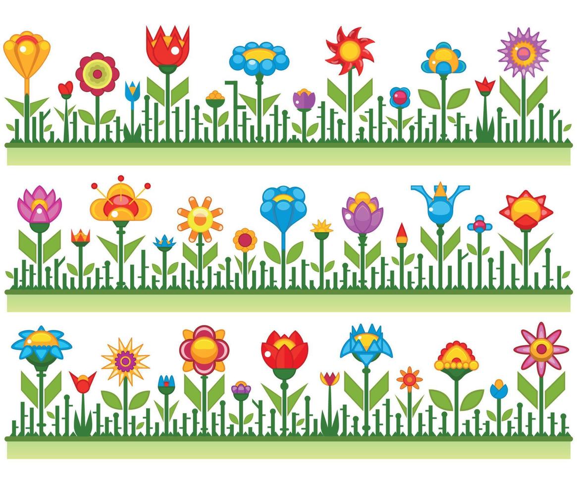 Floral borders with abstract flowers vector illustration