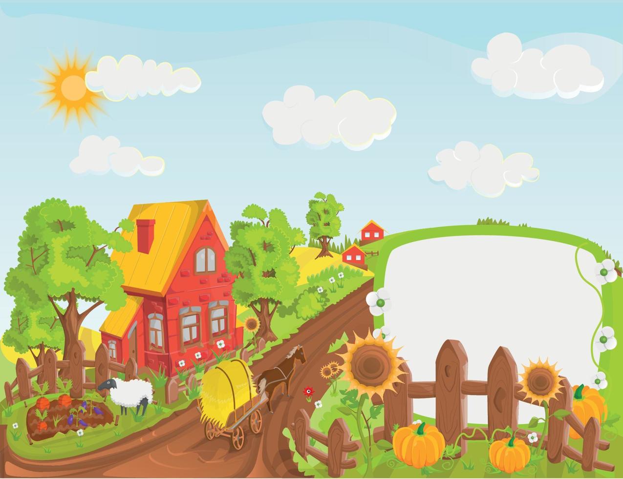 Rural landscape vector illustration