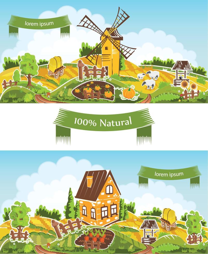 Rural landscapes vector illustration