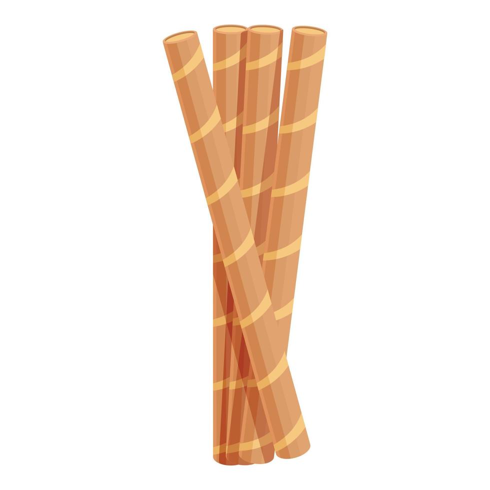 Brown wafer rolls icon cartoon vector. Stick roll vector