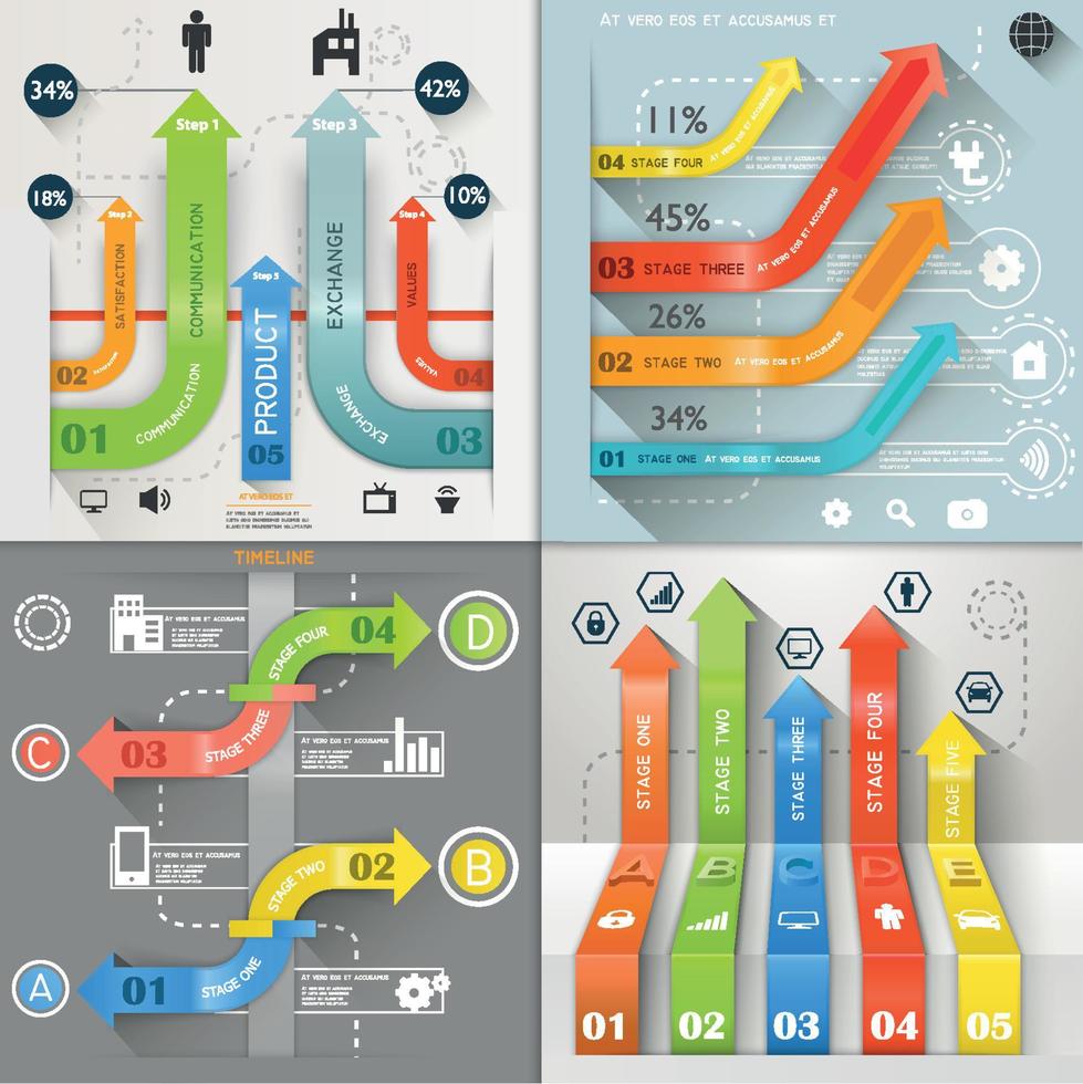 Ilustración de vector de marketing empresarial de circuito de flechas infográficas