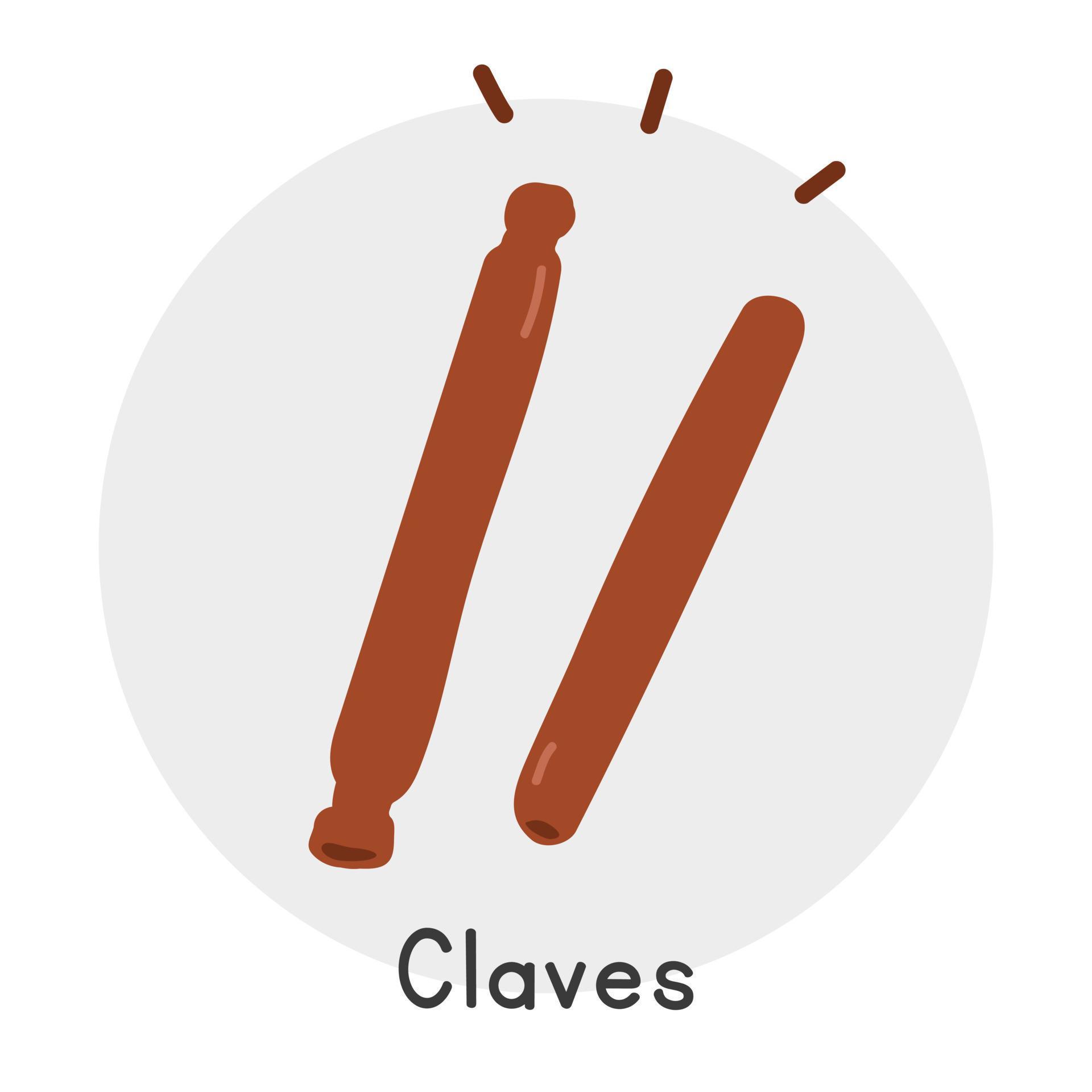 Wooden claves clipart cartoon style. Simple cute brown Claves