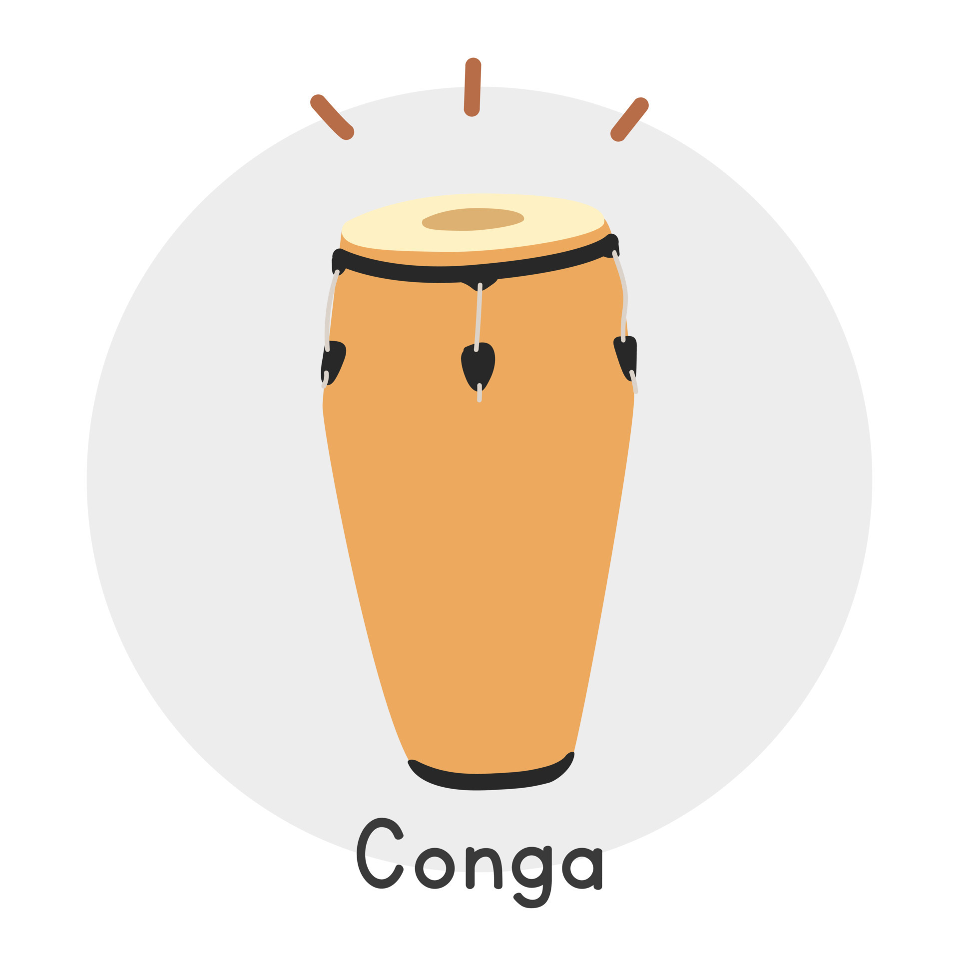 Conga clipart cartoon style. Simple cute brown wooden conga Cuban