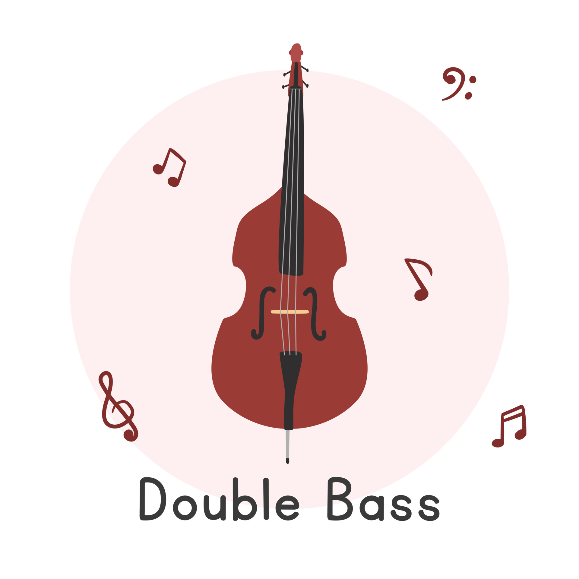 Double bass plays on itself sketch engraving Vector Image