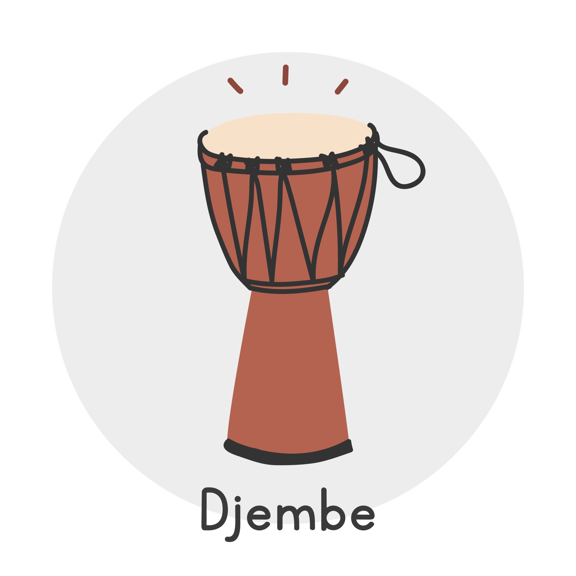 Djembe clipart cartoon style. Simple cute brown wooden Djembe West
