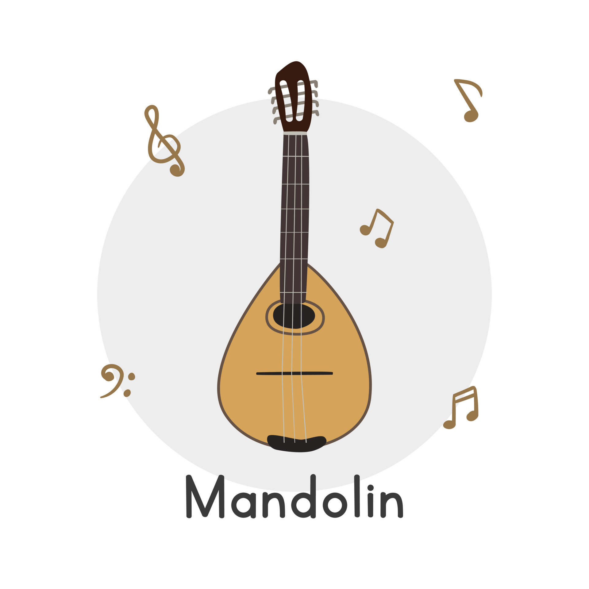 Mandolin clipart cartoon style. Simple cute mandolin string musical