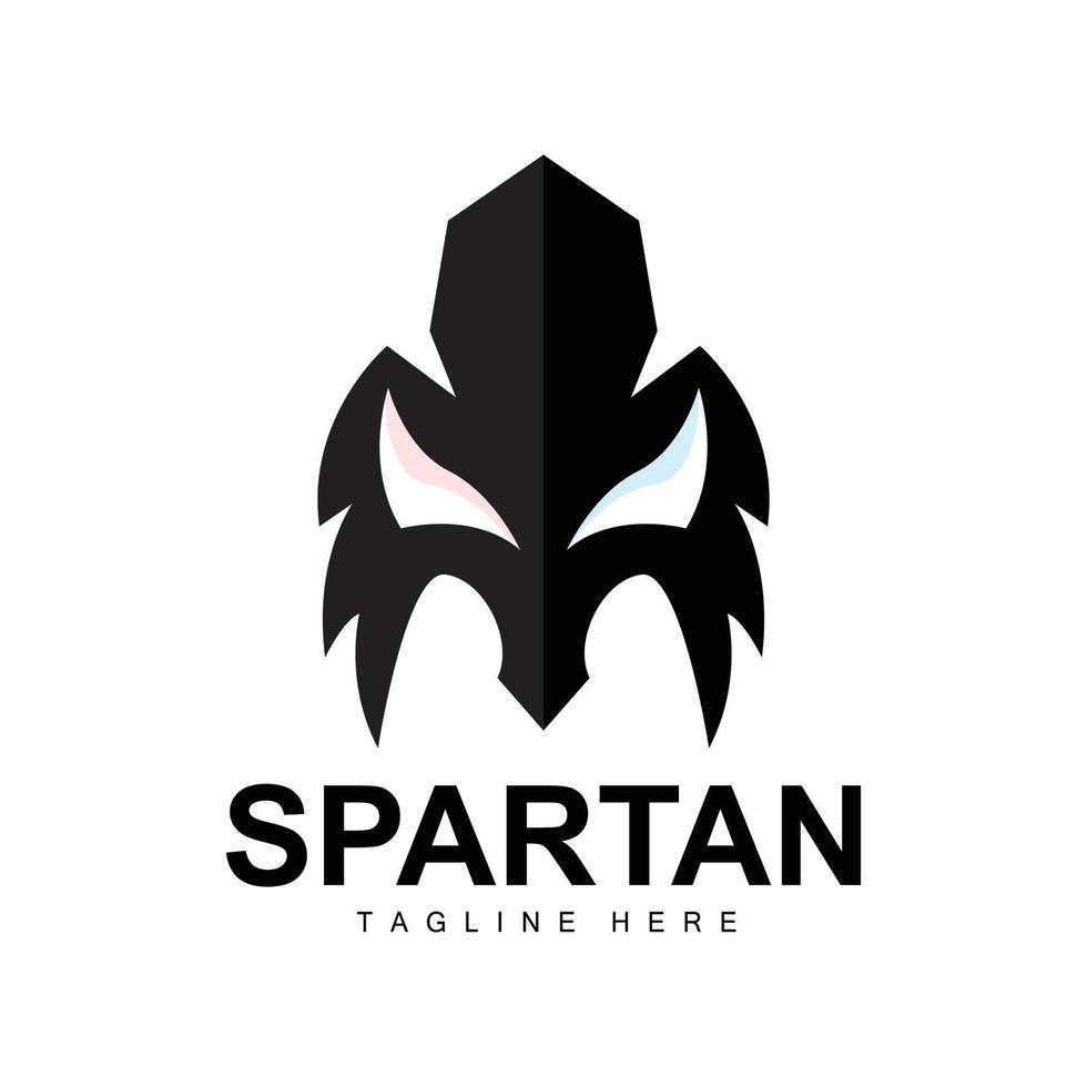 logo espartano, vector de traje de casco de guerra, icono de armadura bárbara, vikingo, diseño de gimnasio, fitness