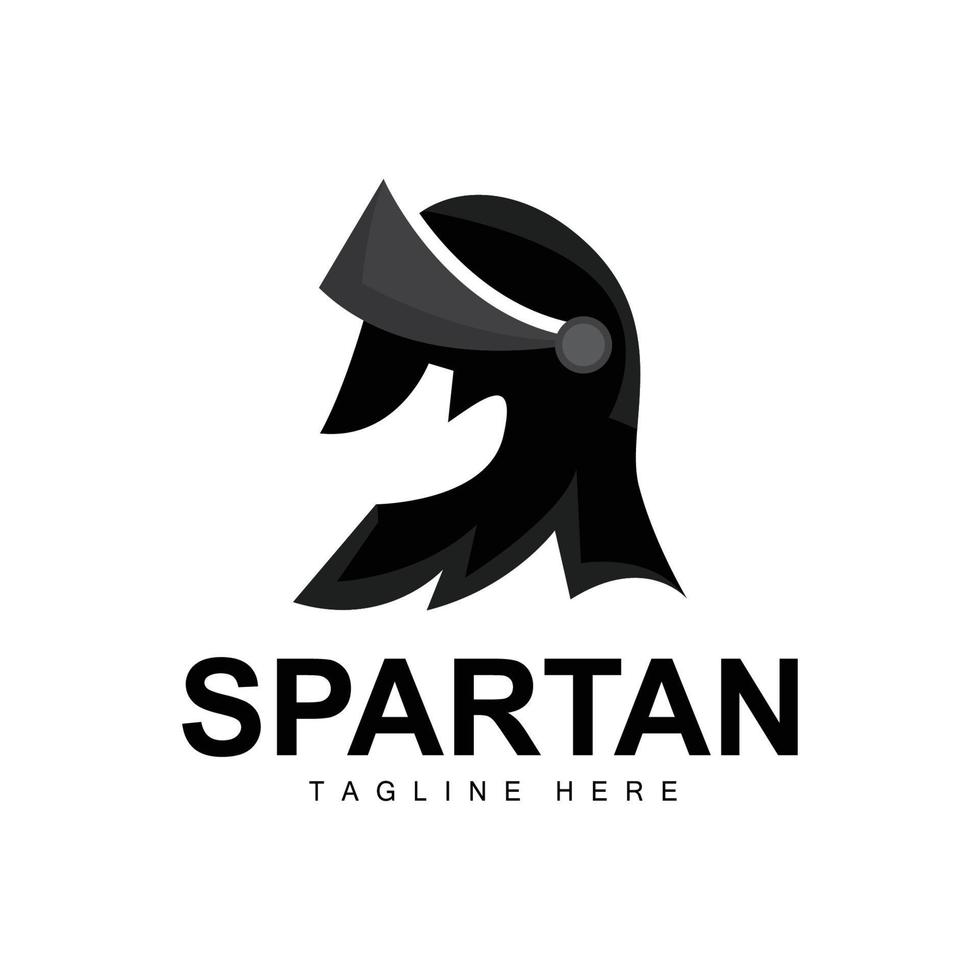 logo espartano, vector de traje de casco de guerra, icono de armadura bárbara, vikingo, diseño de gimnasio, fitness