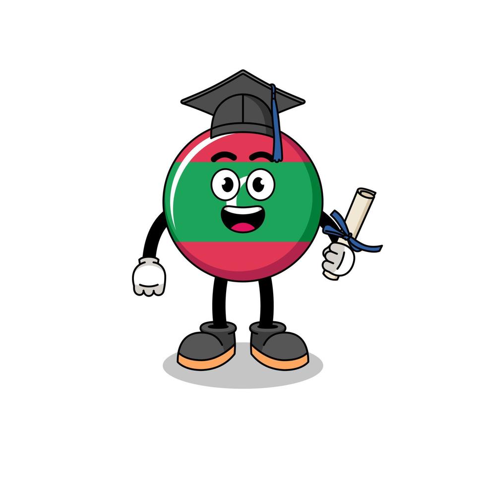 maldives flag mascot with graduation pose vector