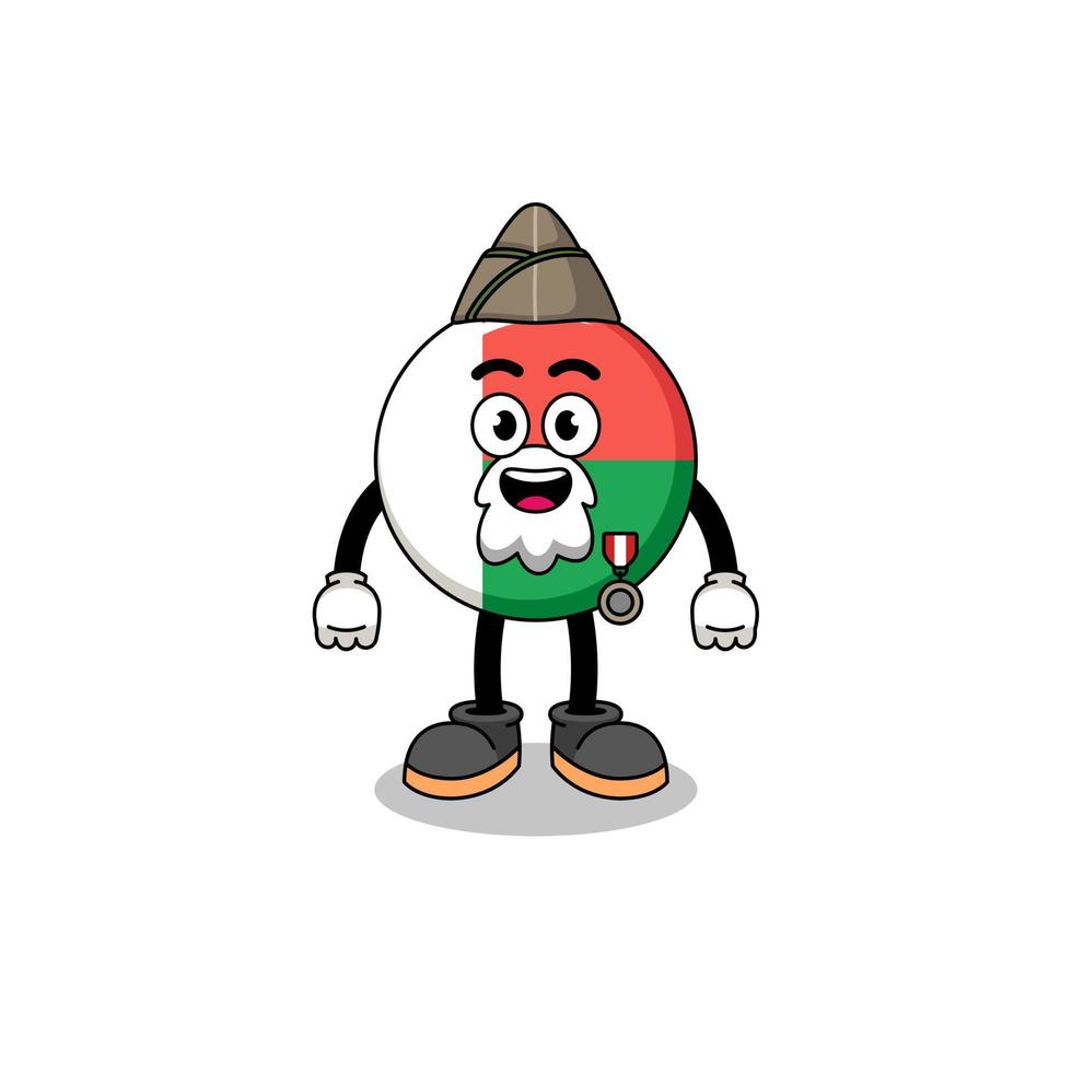 Character cartoon of madagascar flag as a veteran vector