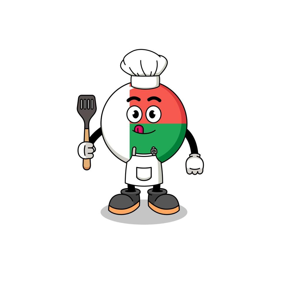 ilustración de la mascota del chef de la bandera de madagascar vector