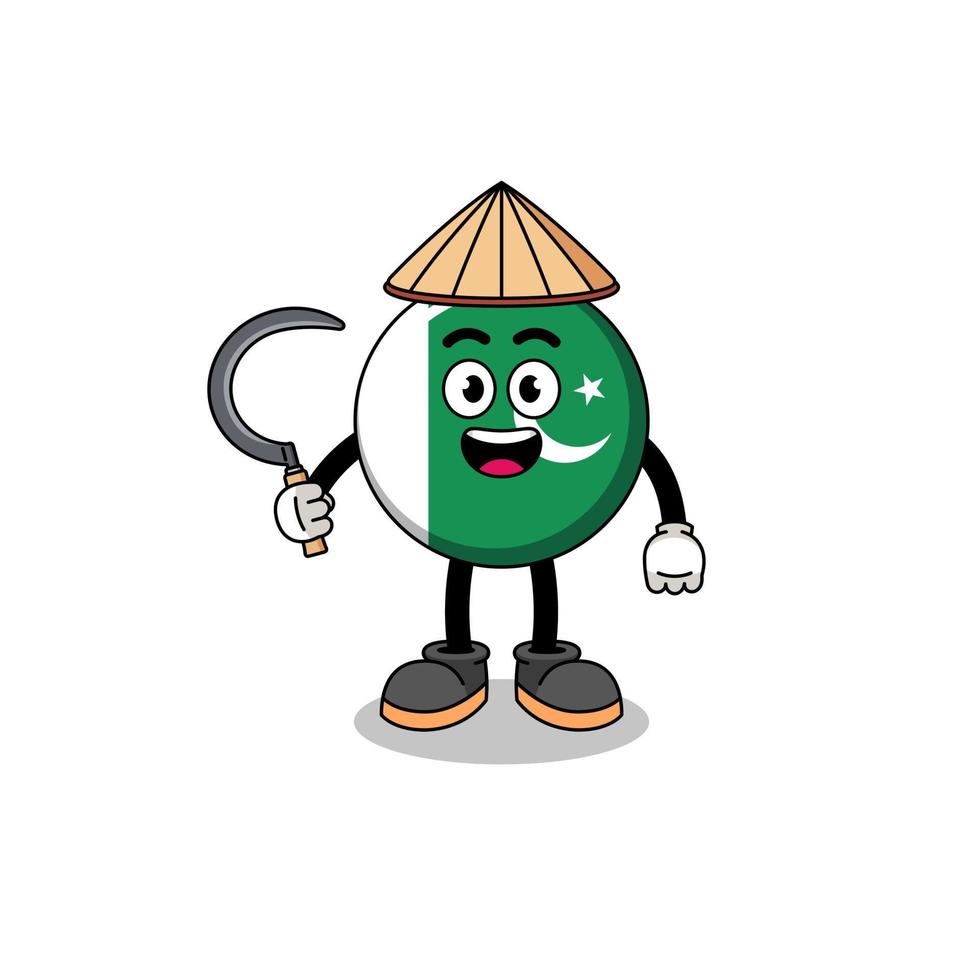 Illustration of pakistan flag as an asian farmer vector