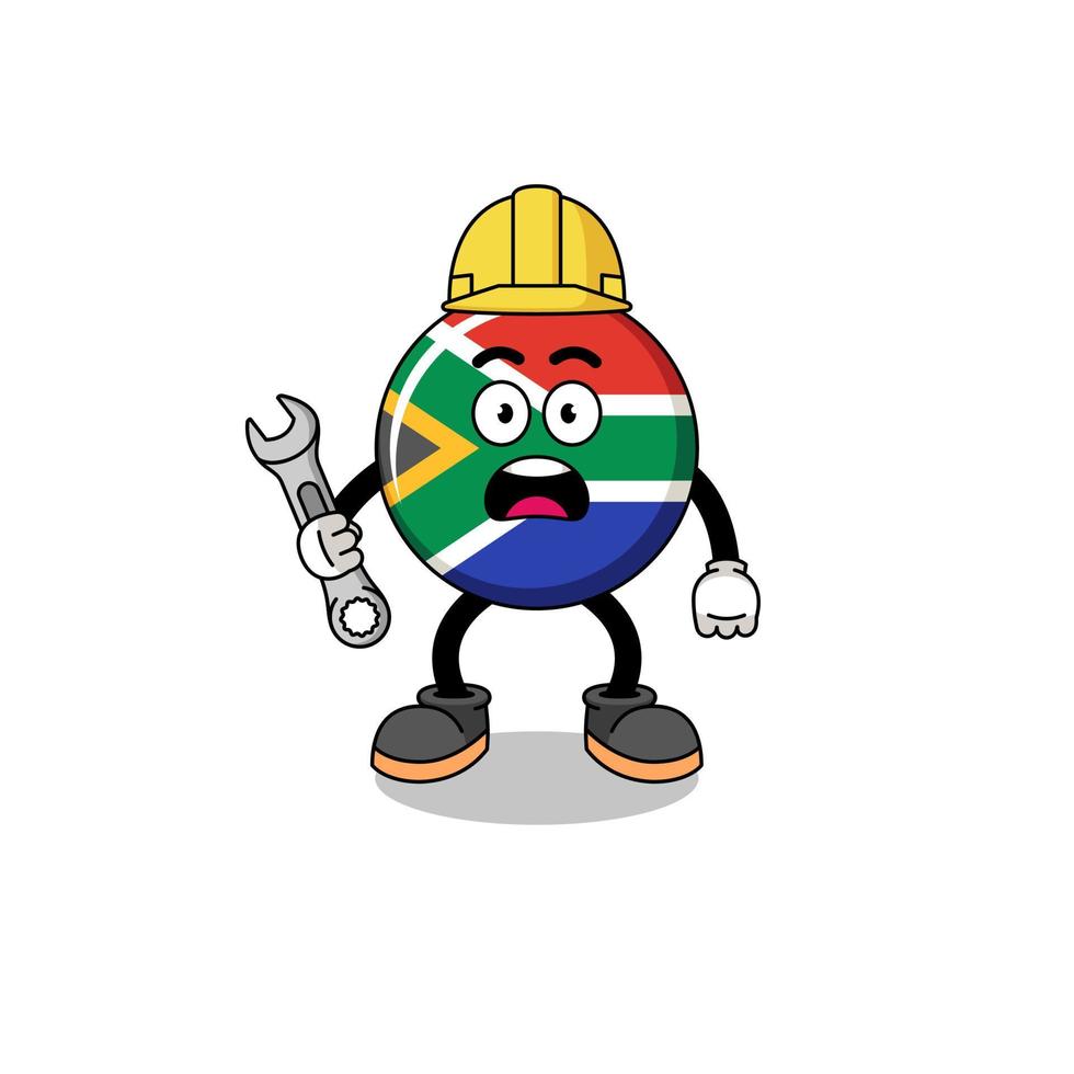 ilustración de personaje de la bandera de sudáfrica con error 404 vector