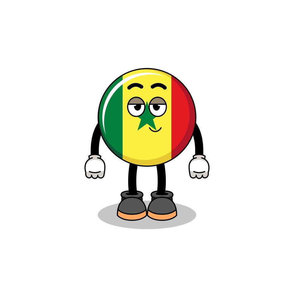 senegal flag cartoon couple with shy pose vector