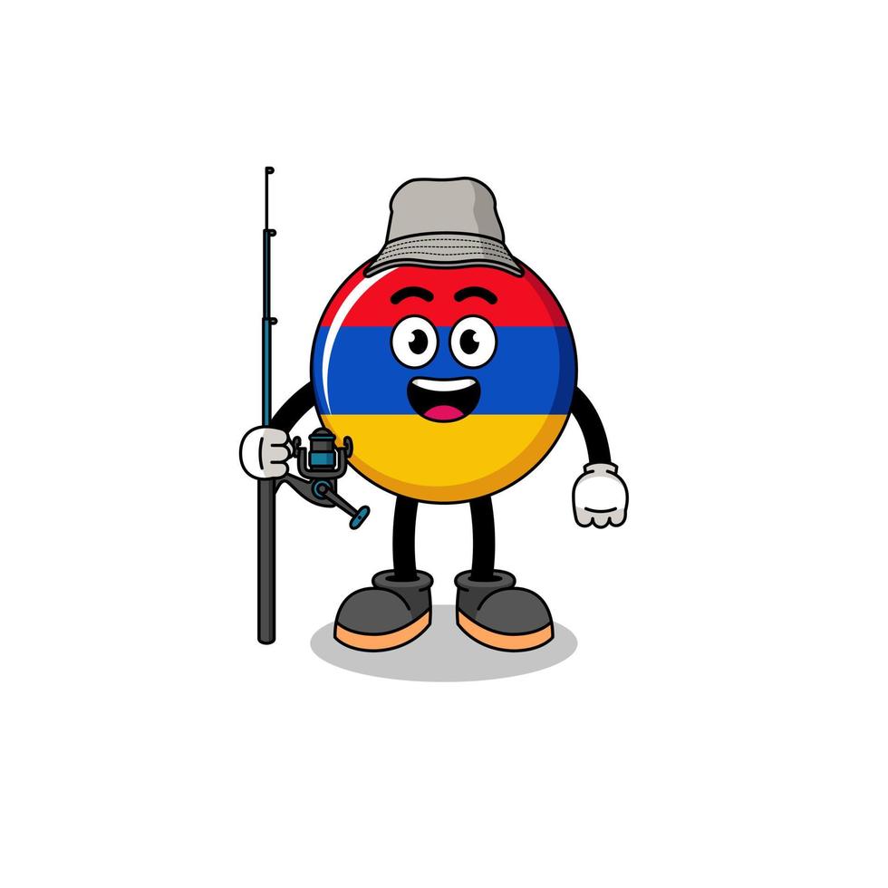 Mascot Illustration of armenia flag fisherman vector