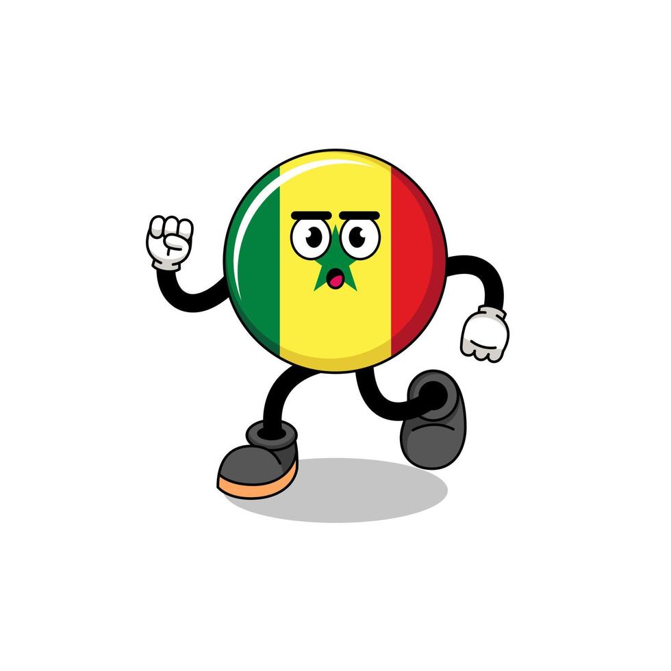 running senegal flag mascot illustration vector