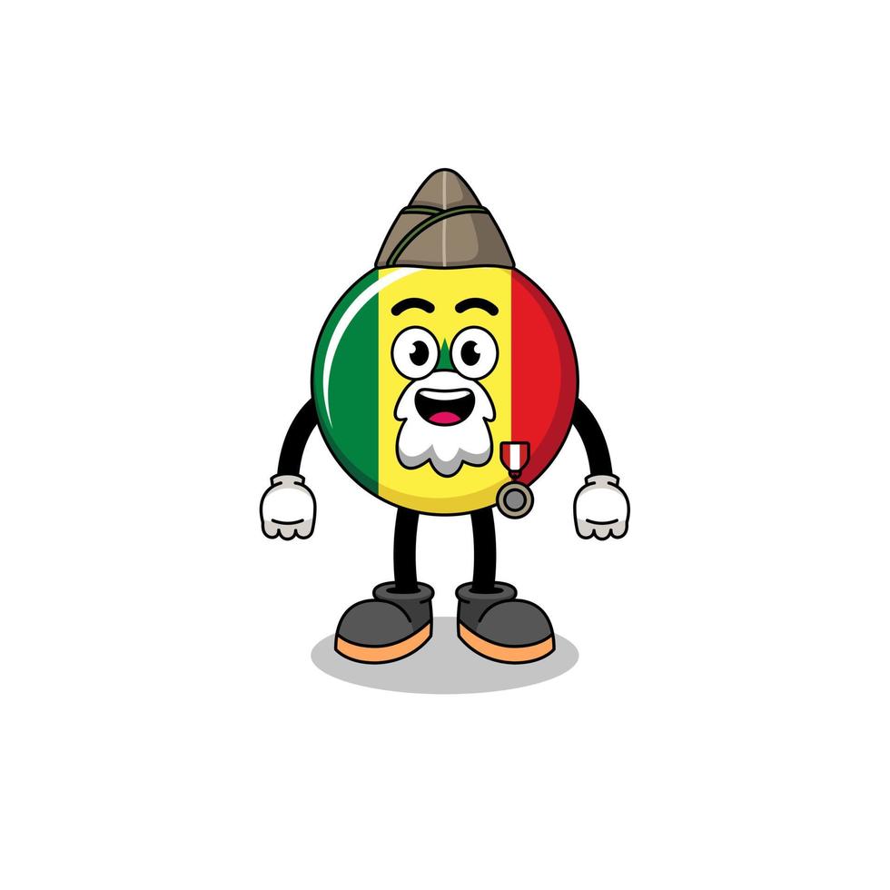 Character cartoon of senegal flag as a veteran vector