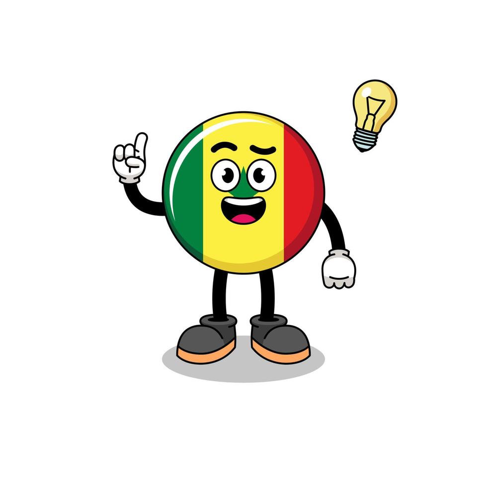 caricatura de la bandera de senegal con una pose de idea vector