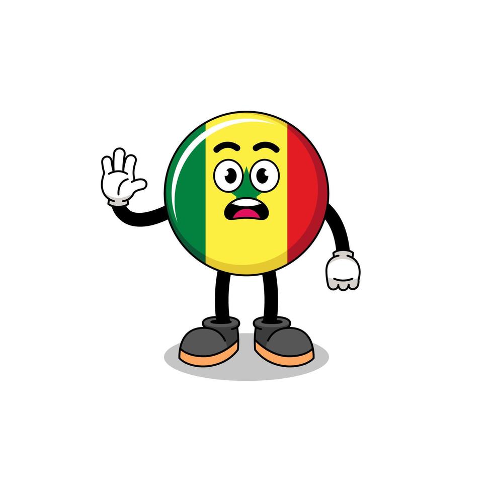 senegal flag cartoon illustration doing stop hand vector