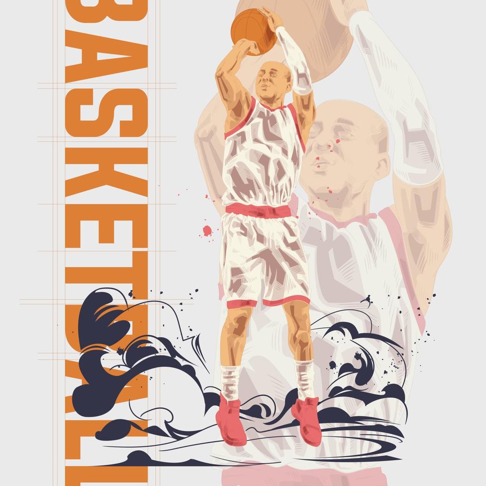 personaje de ilustración de jugador de baloncesto en estilo abstracto vector