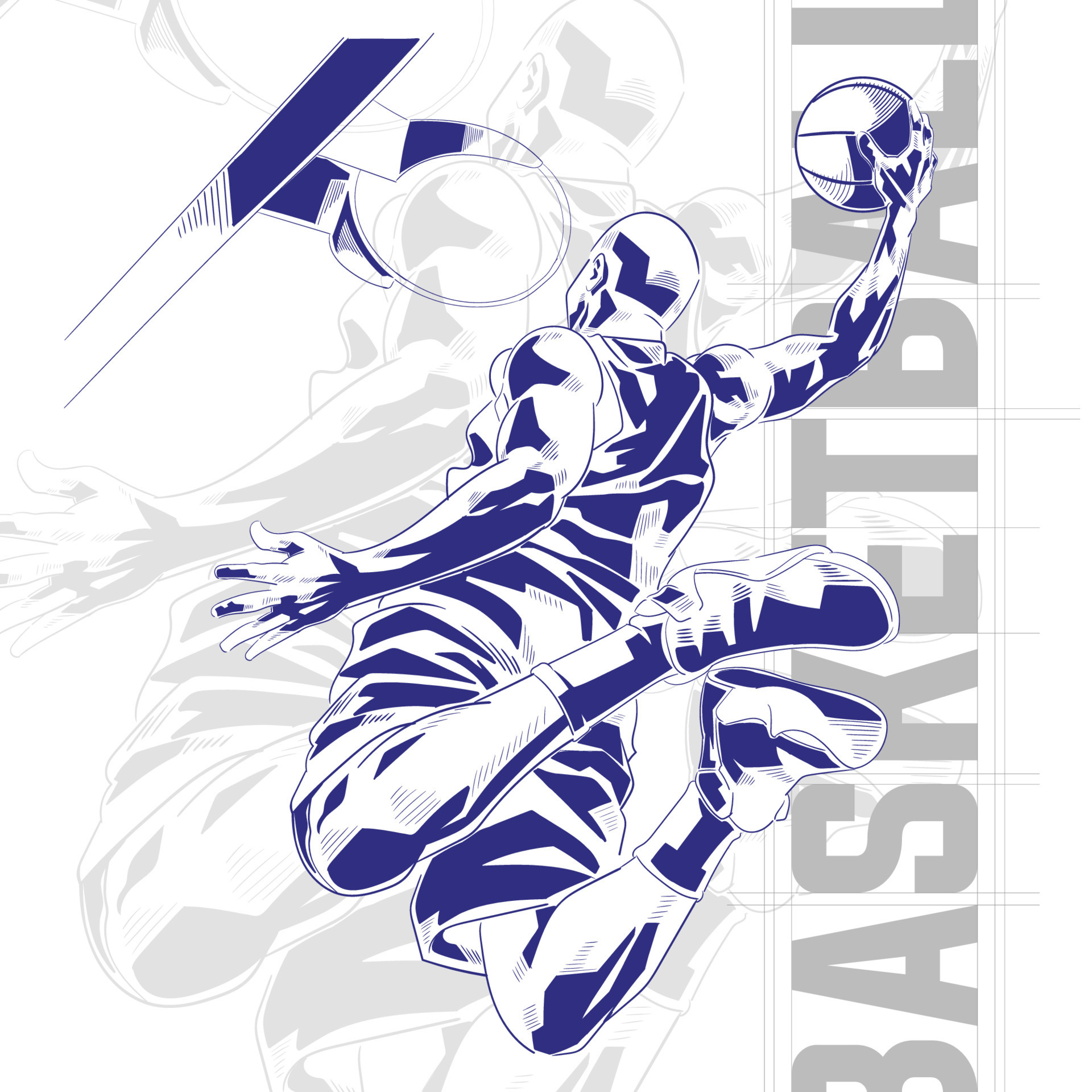 Basketball player in action comic-style illustration 19134496 Vector