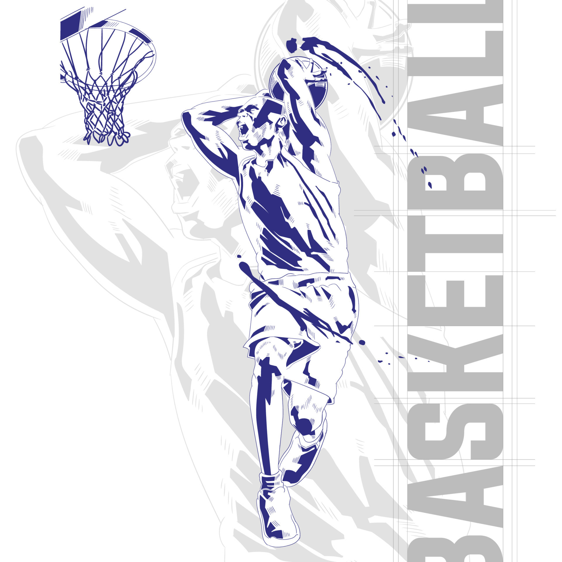 Basketball player in action comic-style illustration 19134499 Vector