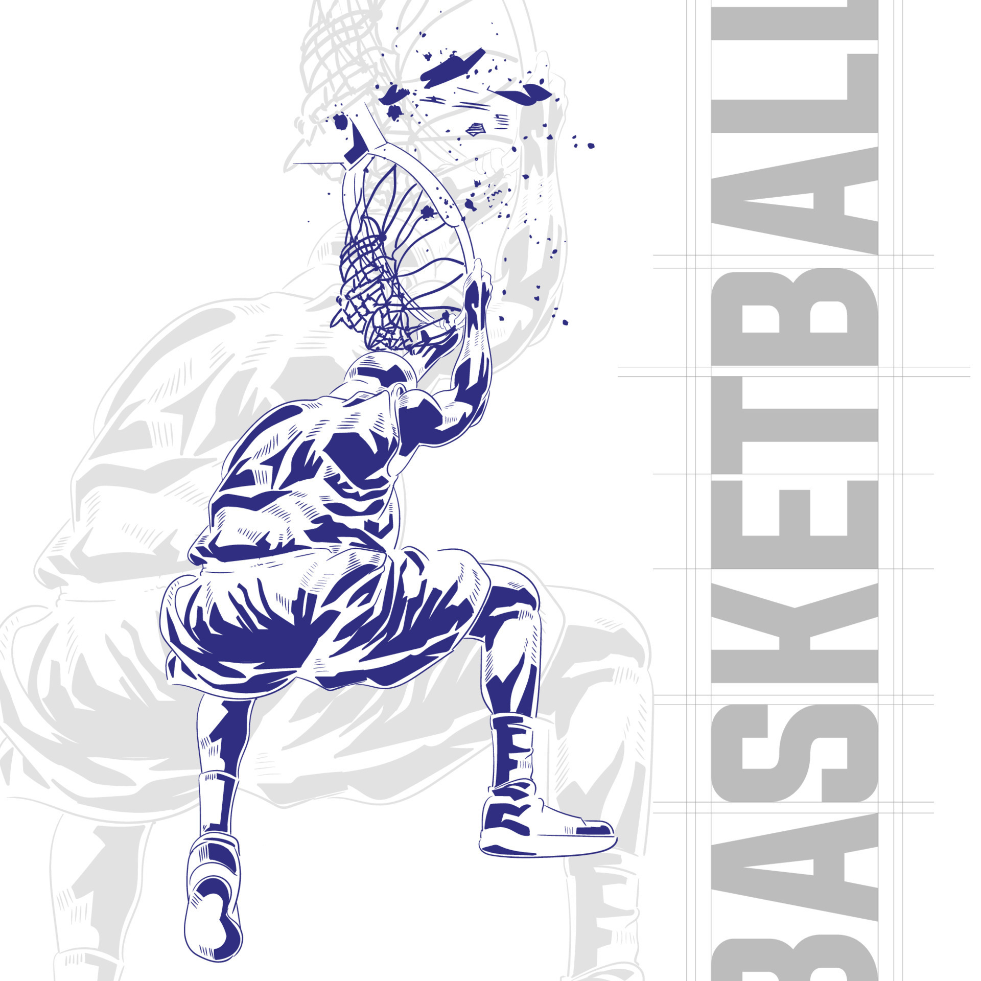 Basketball player in action comic-style illustration 19134505 Vector