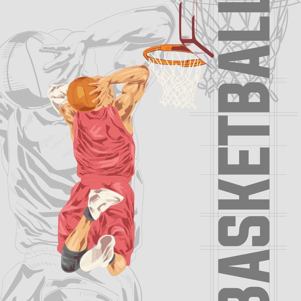 personaje de ilustración de jugador de baloncesto en estilo abstracto vector