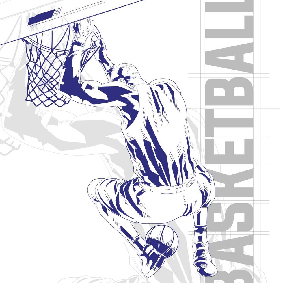 jugador de baloncesto en acción ilustración de estilo cómico vector