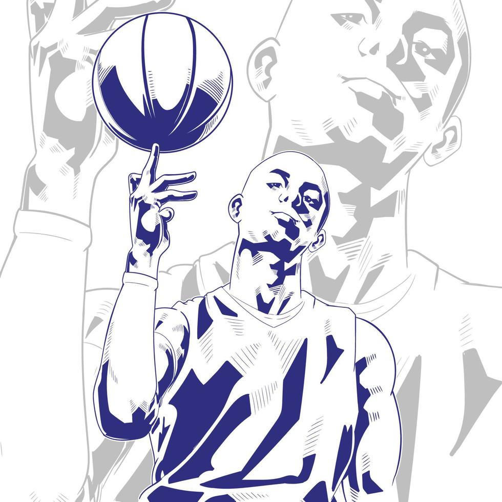 Basketball player in action comic-style illustration vector