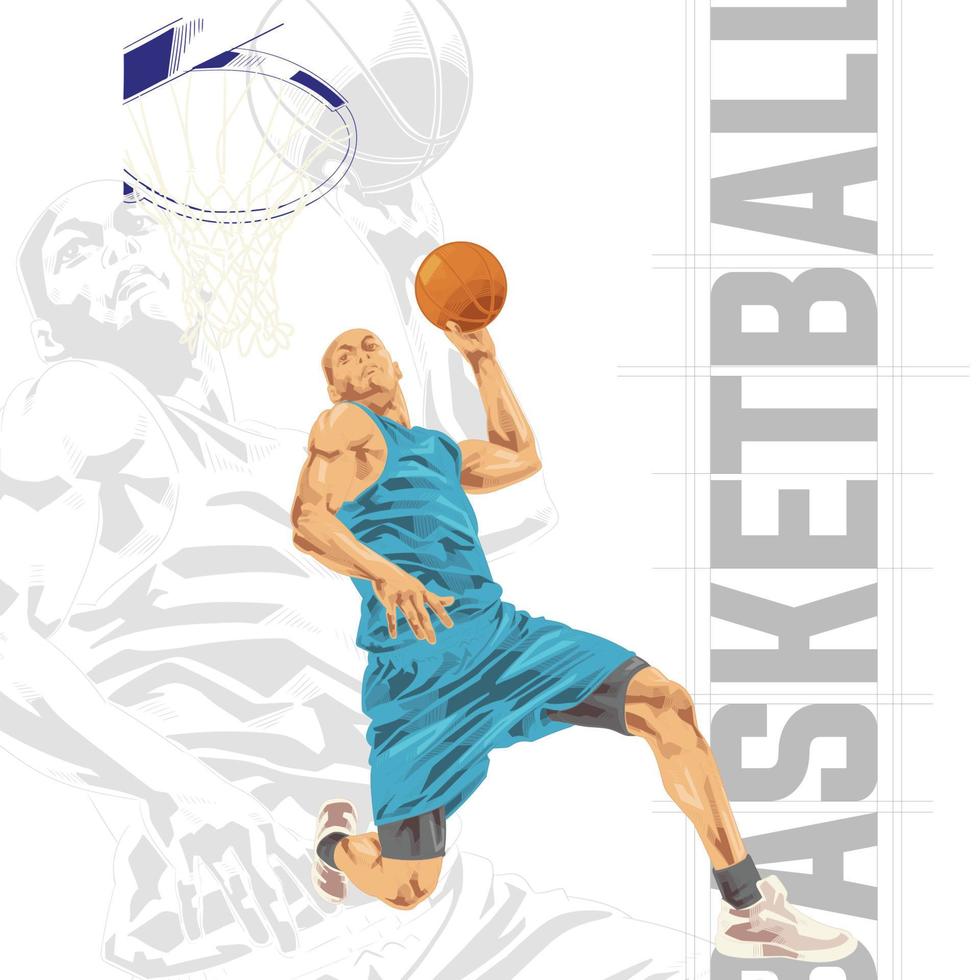 Basketball player illustration character in abstract style vector