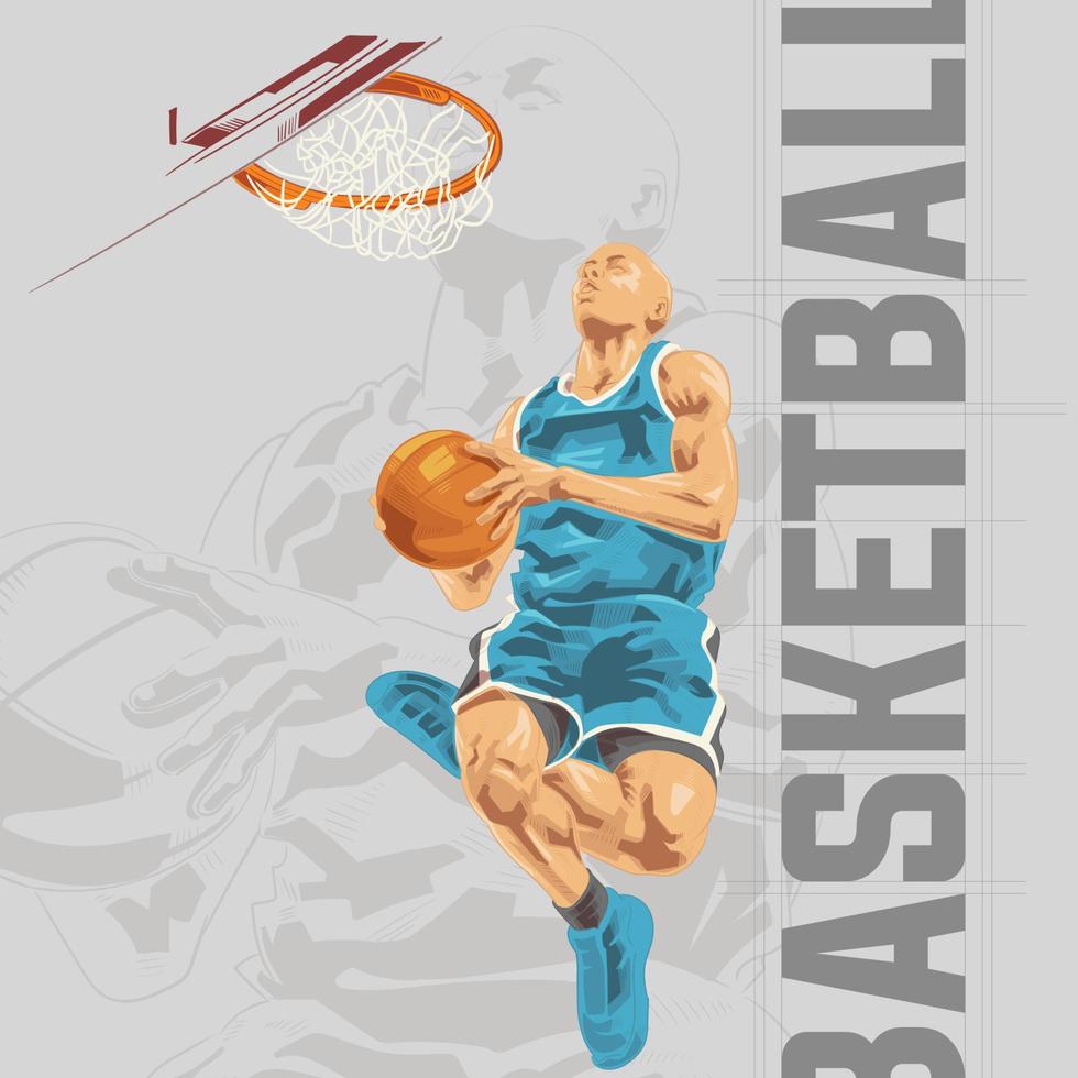 personaje de ilustración de jugador de baloncesto en estilo abstracto vector