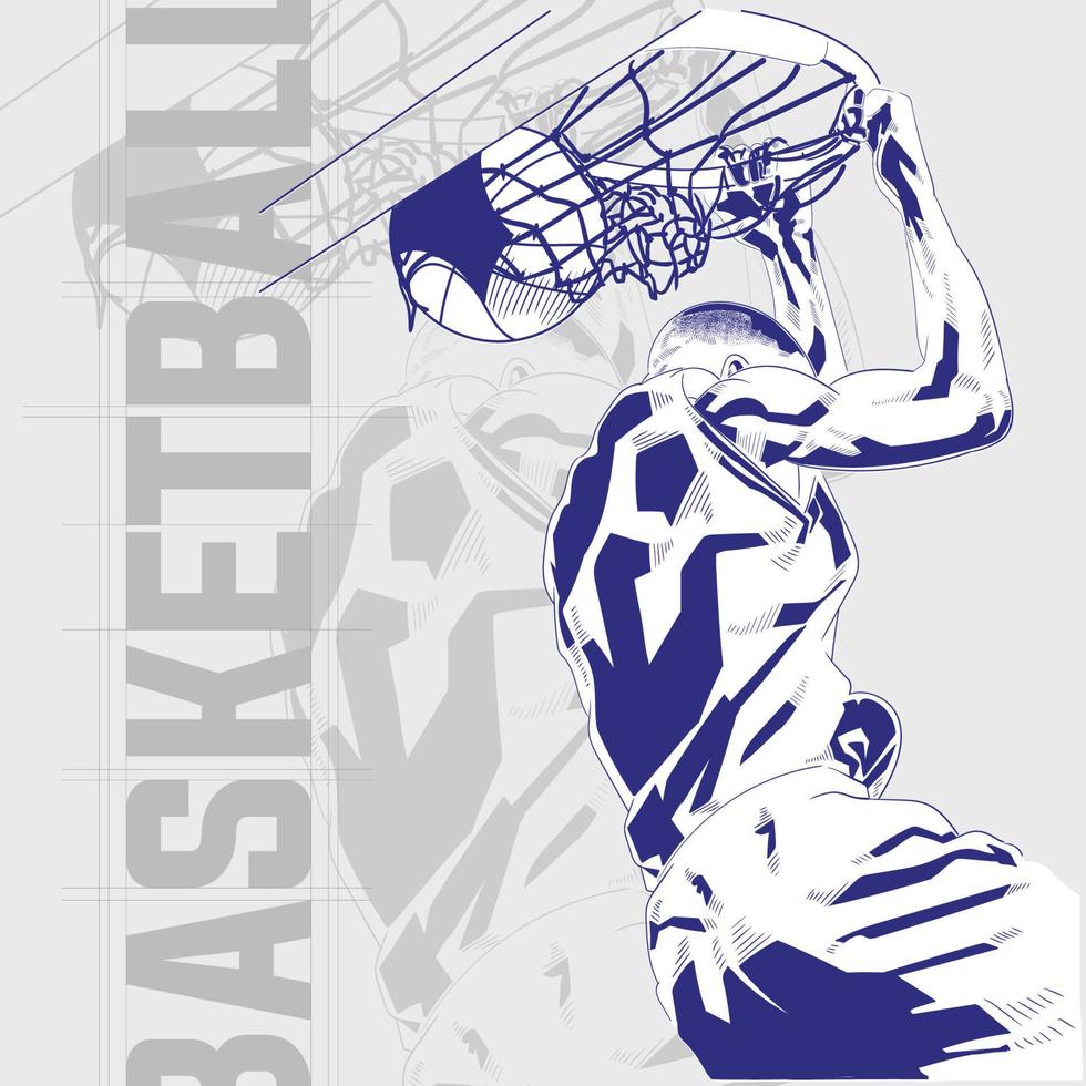 Basketball player in action comic-style illustration vector