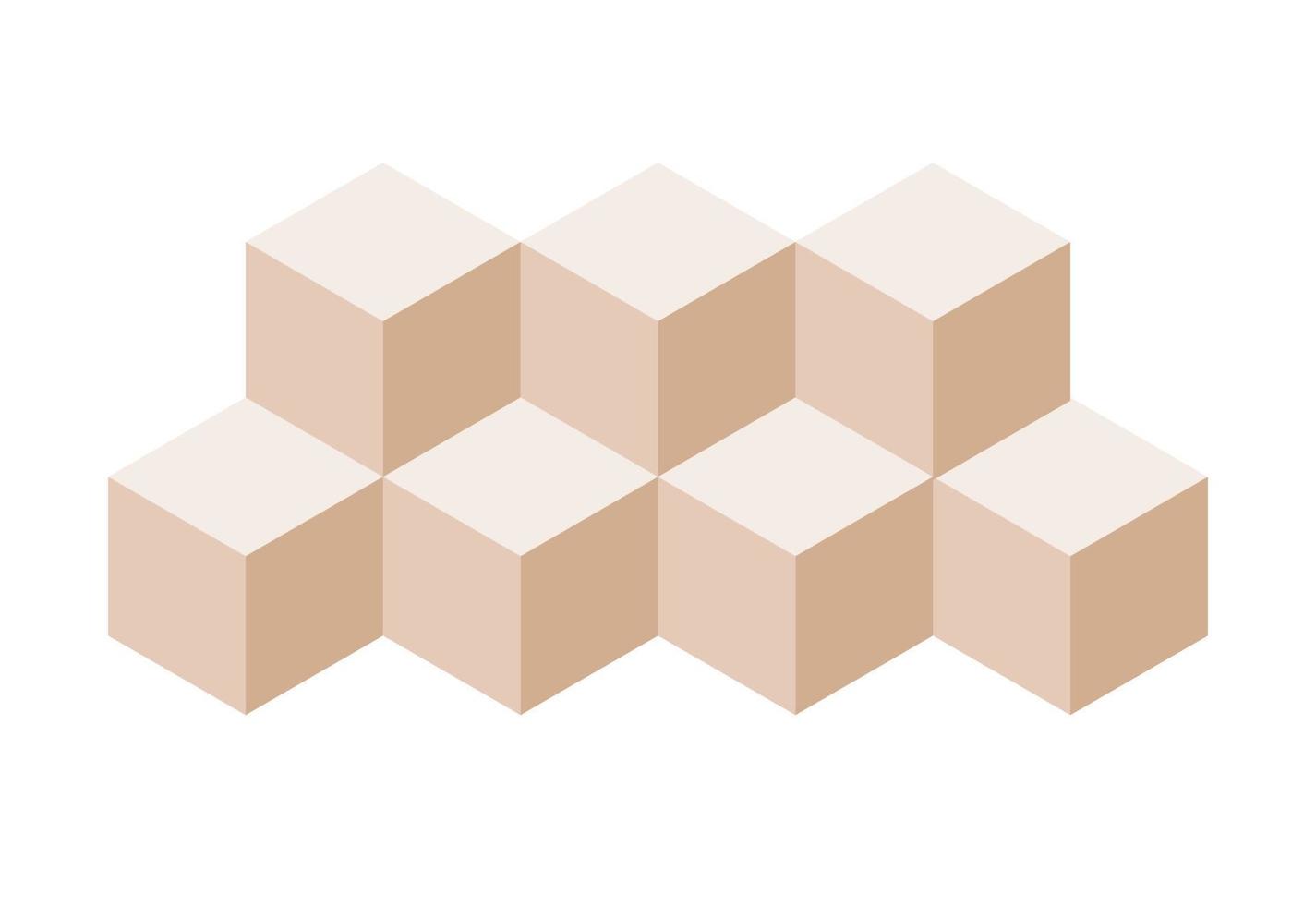Block symbol. Beige 3d Cube set. Blockchain technology. Vector flat icon
